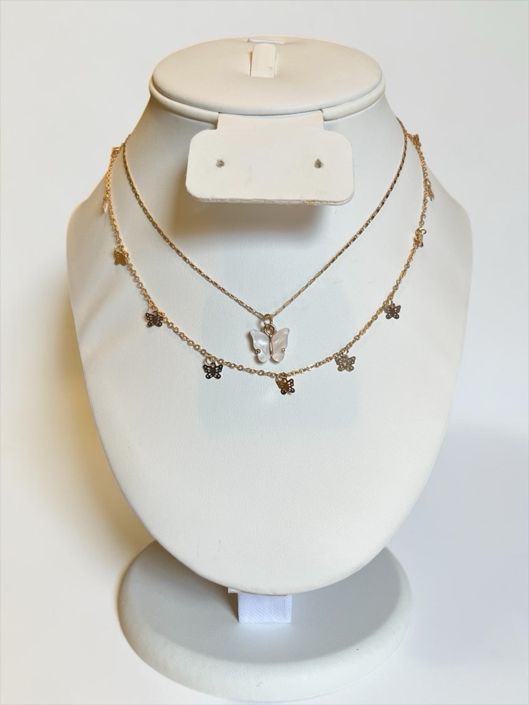 5 For $20 Claire’s Gold Tone Double Layer Butterfly Charm Necklace Cc A